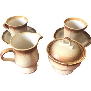 Mikasa Whole Wheat Cream and Sugar Set and 2 Coffee/Tea Mugs with Saucers